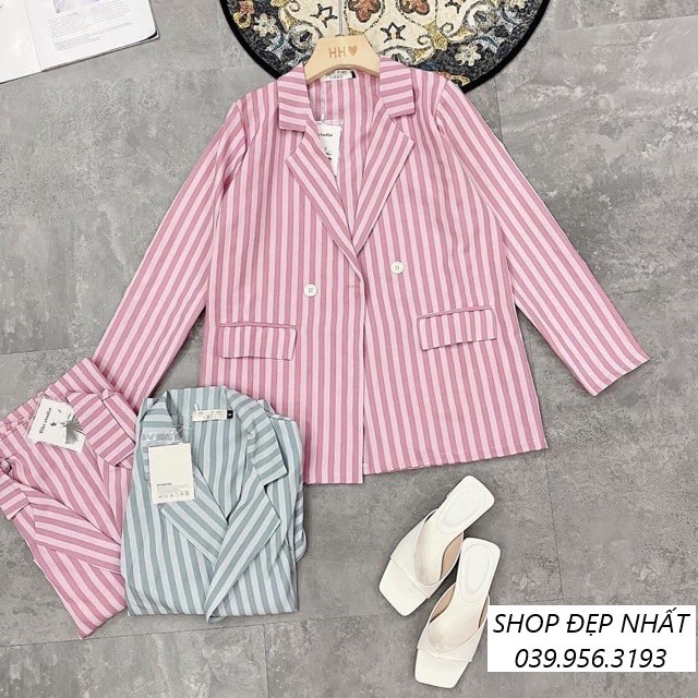 Áo vest nữ blazer kẻ sọc ullzang phong cách Hàn Quốc F12 | BigBuy360 - bigbuy360.vn