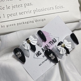 Nailbox thiết kế đen đính nơ