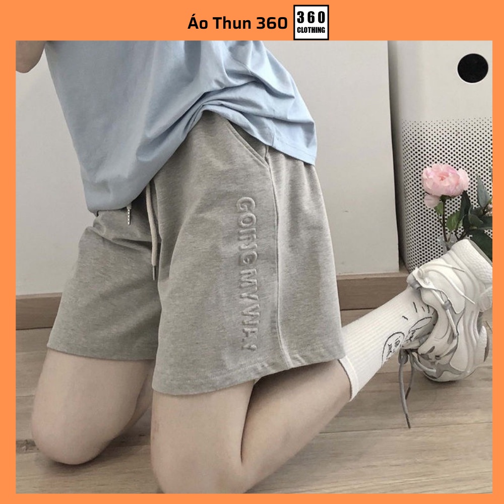 Quần Short unisex nam nữ Chữ Nổi chất cotton cao cấp, phong cách thể thao, mặc thoáng mát, co dãn 4 chiều