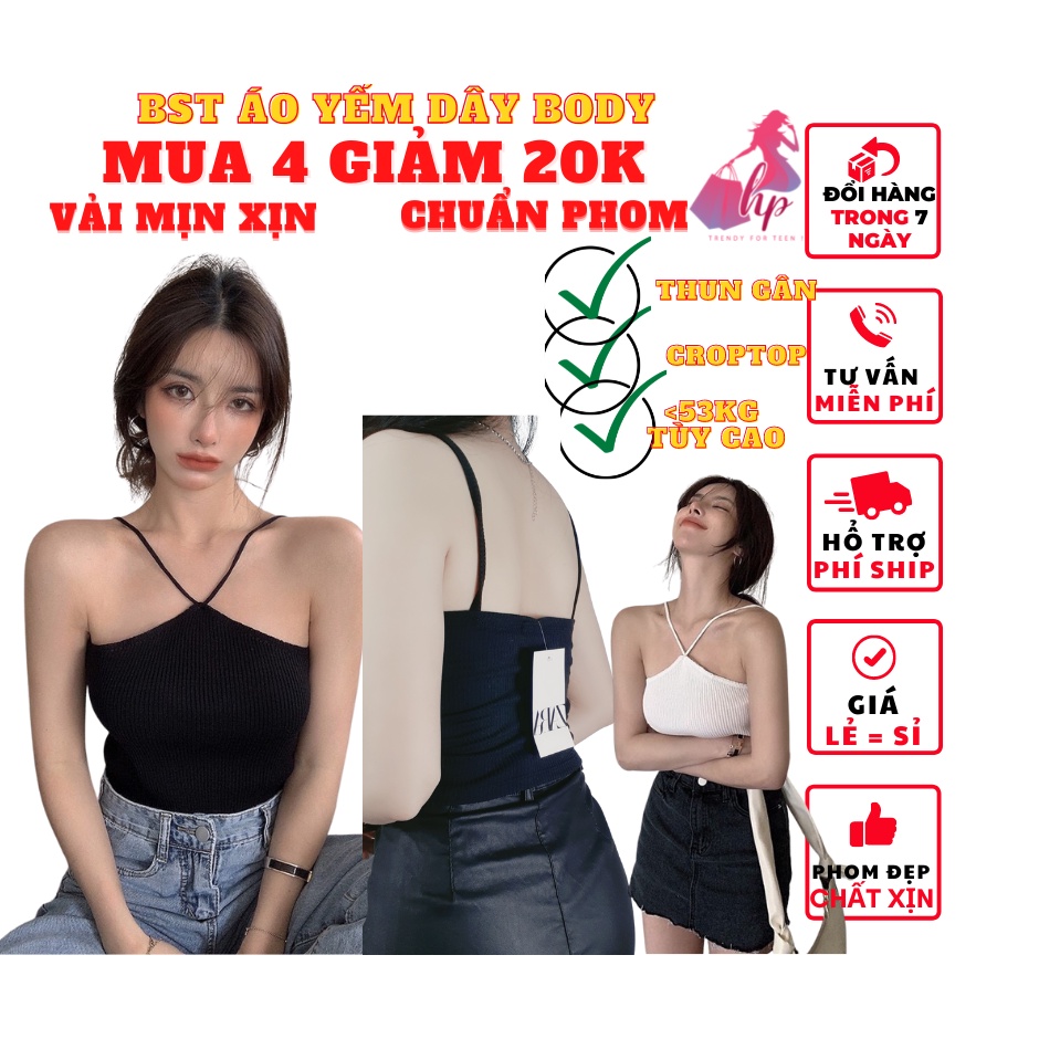 Áo 2 dây nữ chéo cổ croptop đẹp ôm body thun gân màu trắng đen  cực dễ thương mẫu mới thời trang hàn -A8...