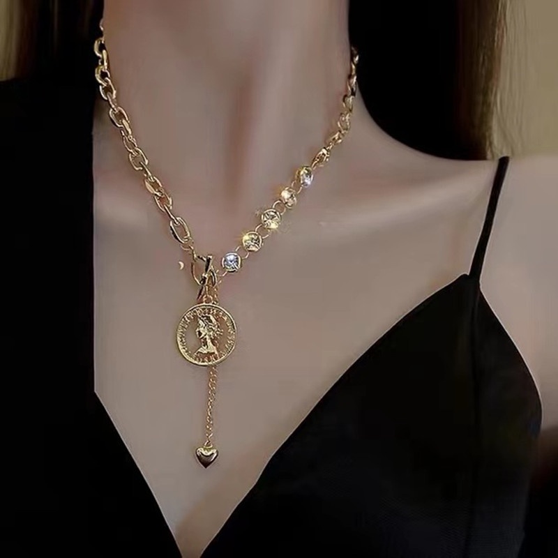 Dây Chuyền Mặt Trái Tim Đính Đá Phong Cách Âu Mỹ Thời Trang