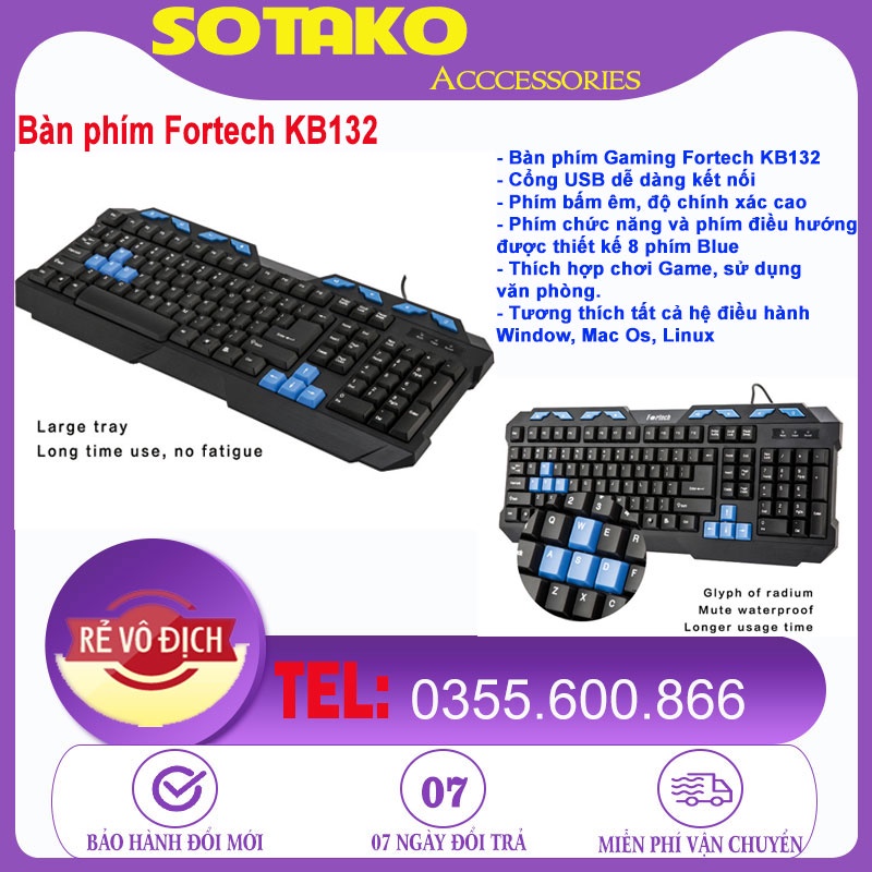 Bàn phím máy tính Fortech KB132 chính hãng bảo hành 12 tháng