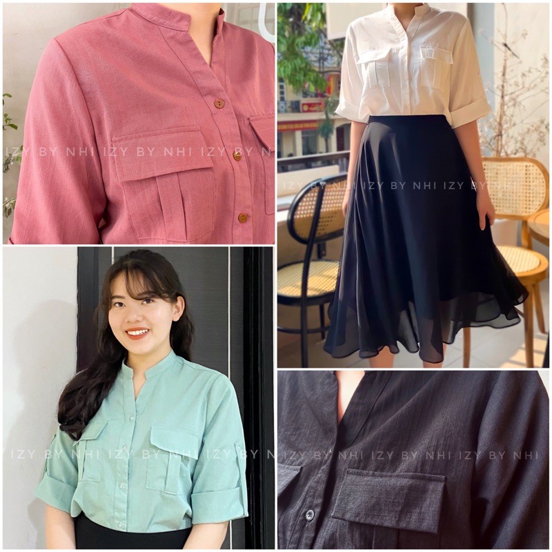 ÁO SƠ MI CỔ TÀU BIGSIZE THIẾT KẾ - IZYBYNHI