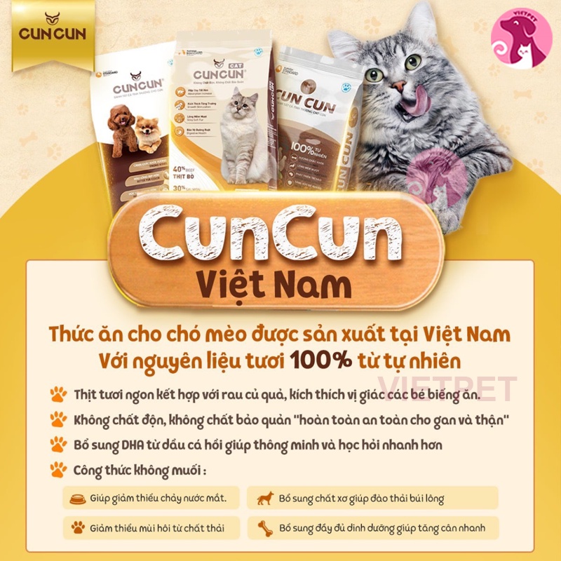[SALE LỚN] Thức Ăn Cho Chó - HẠT TƯƠI CUNCUN Dành Cho Mọi Giống Cún (1,5kg)