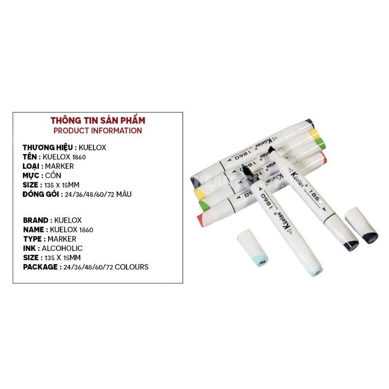 Bộ Bút Marker Kuelox Đủ Loại 24/36/48/60/72