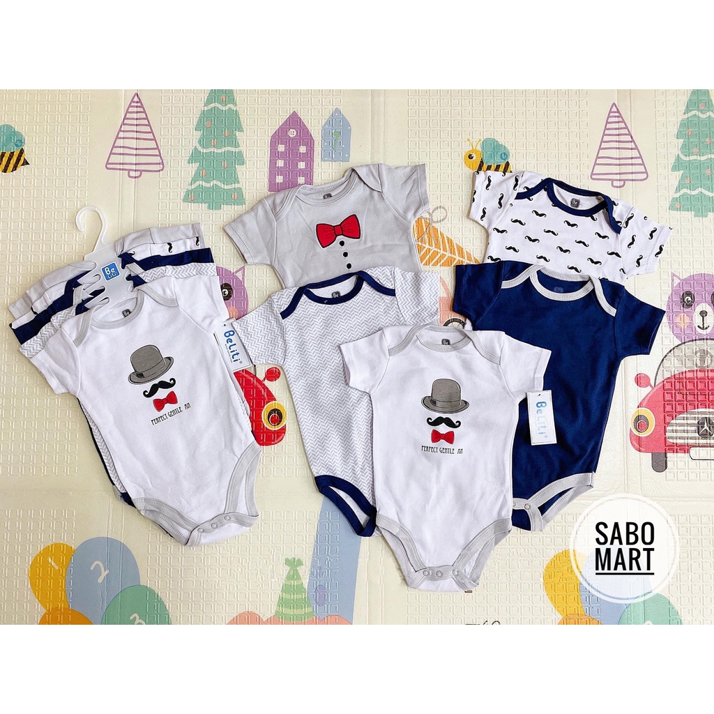 SET 5 Bodysuit Cộc Tay Belitii MŨ NƠ Siêu Đẹp Cho Bé Trai - SABOMART