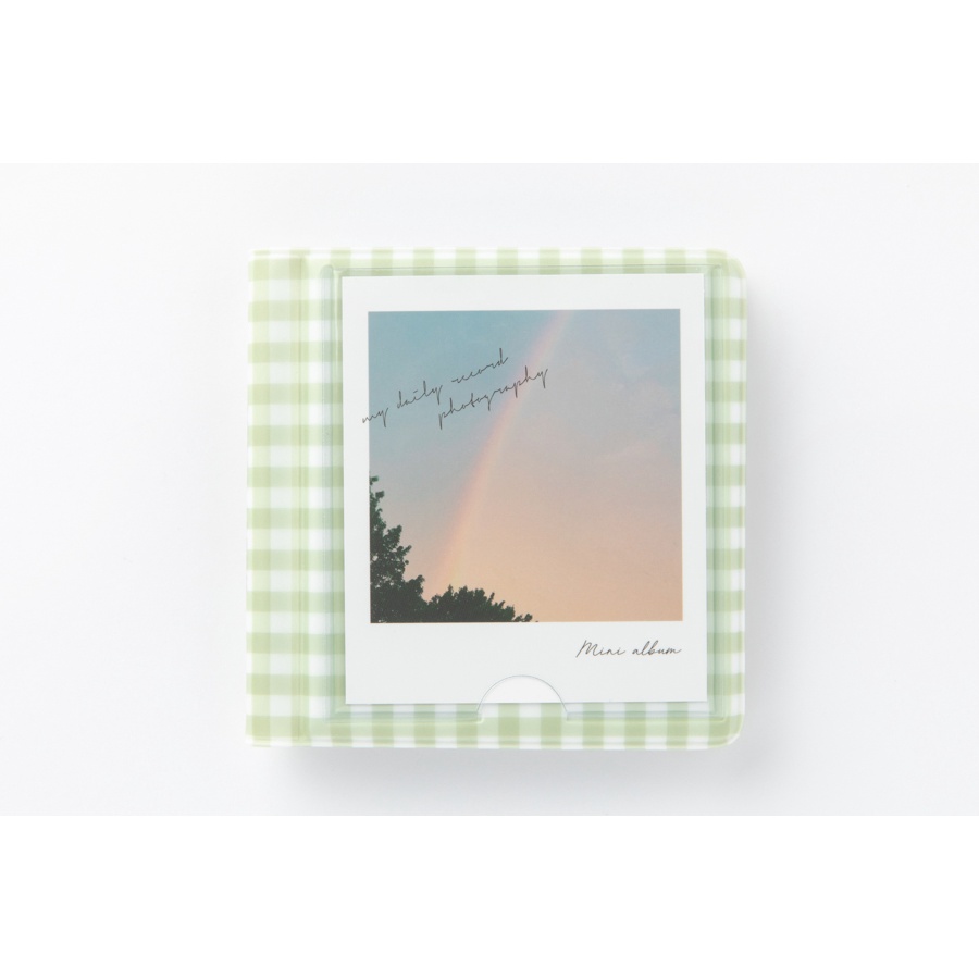 Binder Collect Book ARTBOX Hàn Quốc Đựng Ảnh Polaroid Photocard Nhãn Dán Họa Tiết Caro Xanh Mint 16 Sleeves