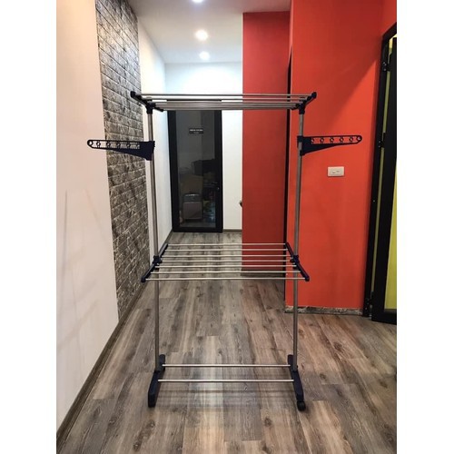 Giàn phơi quần áo inox 2 tầng, Khung phơi quần áo inox, Giá phơi đồ gia đình, Cây phơi đồ 2 tầng chắc chắn