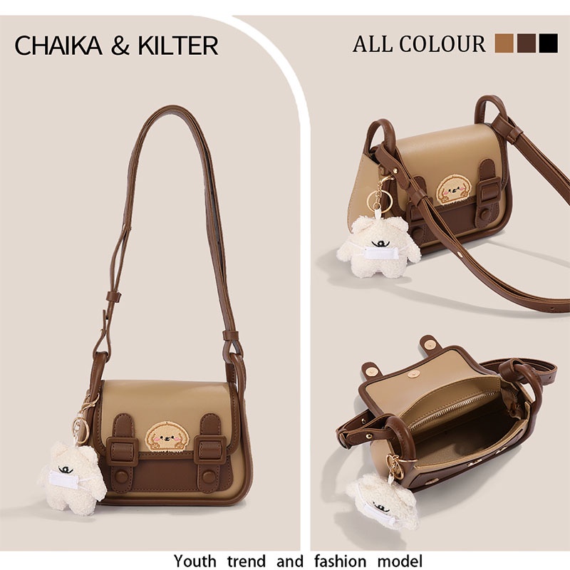 Túi đeo chéo CHAIKA KILTER CK1354 dáng vuông nhỏ phối màu tương phản thời trang thu đông dành cho nữ