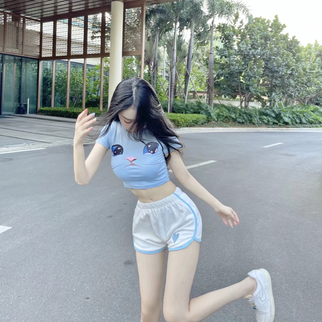 Quần đùi short nữ Viền Tim cạp chun freesize đen trắng ghi xanh phom ôm tôn vòng 3 tập gym yoga mặc nhà hè thun C820