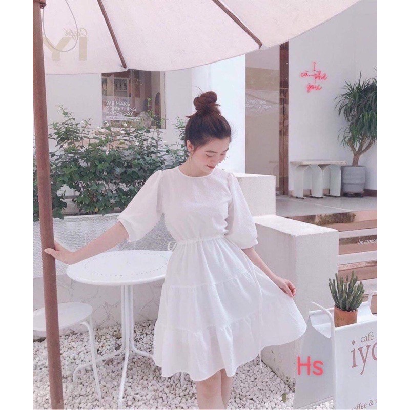 [Rẻ Vô Địch] Đầm Nữ Tay Lỡ 3 Tầng Dây Eo 🦋 Váy Nữ Dáng Lỡ Buộc Eo 2 Màu cho bạn thêm trẻ trung, năng động và tự tin