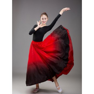 Váy múa cổ trạng 720° màu đổ