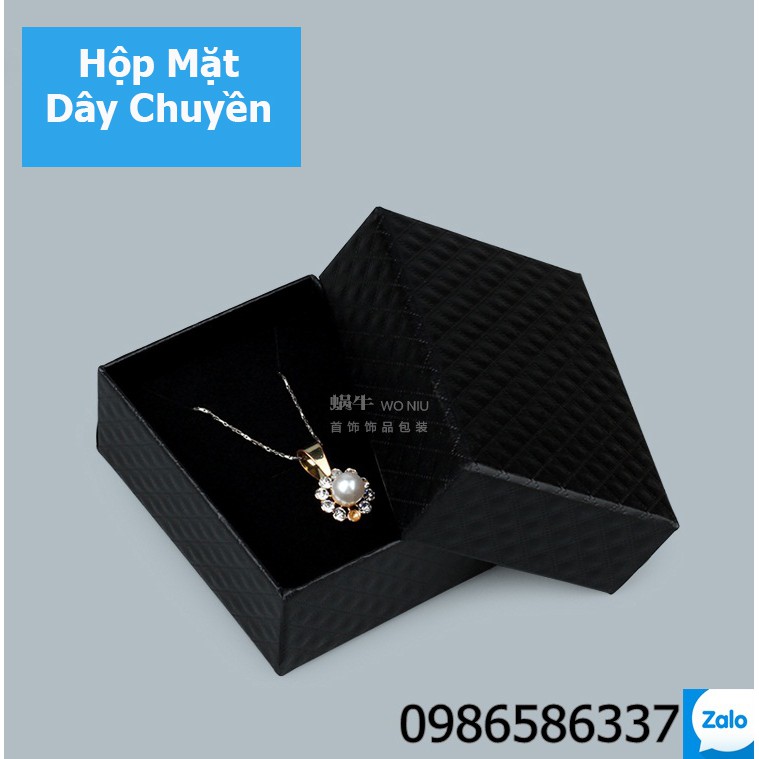Hộp nhẫn, dây chuyền, vòng, bộ trang sức bằng giấy màu đen, hoa văn ca rô chìm