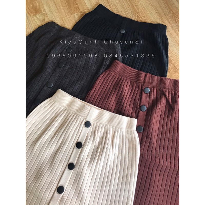 Chân váy len dáng dài đuôi cá lệch đính khuy QC | BigBuy360 - bigbuy360.vn