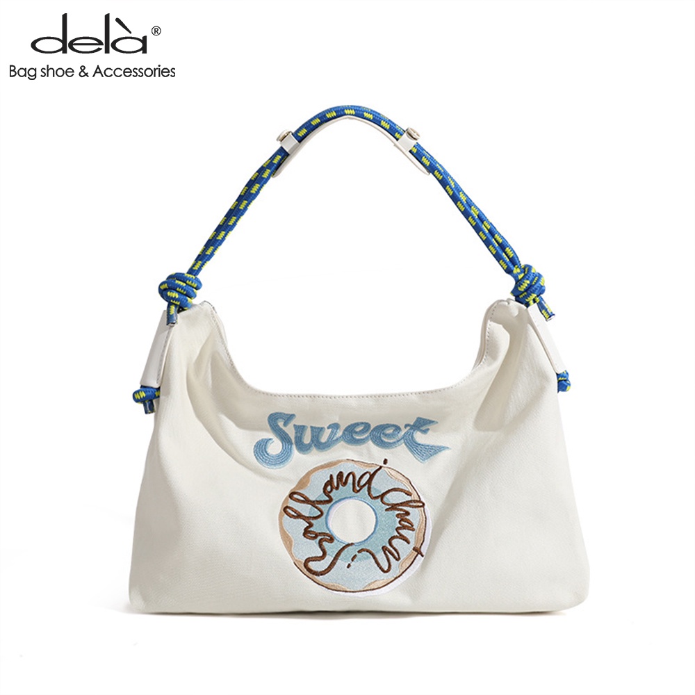 Dela Túi Đeo Vai Vải canvas Thêu Họa Tiết Độc Đáo Thời Trang Cỡ Lớn 2022 Cho Nữ