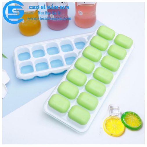 Khay làm đá hình Vuông silicon có nắp 14 viên đế mềm, khay làm thạch hoa quả G253-khayda-V