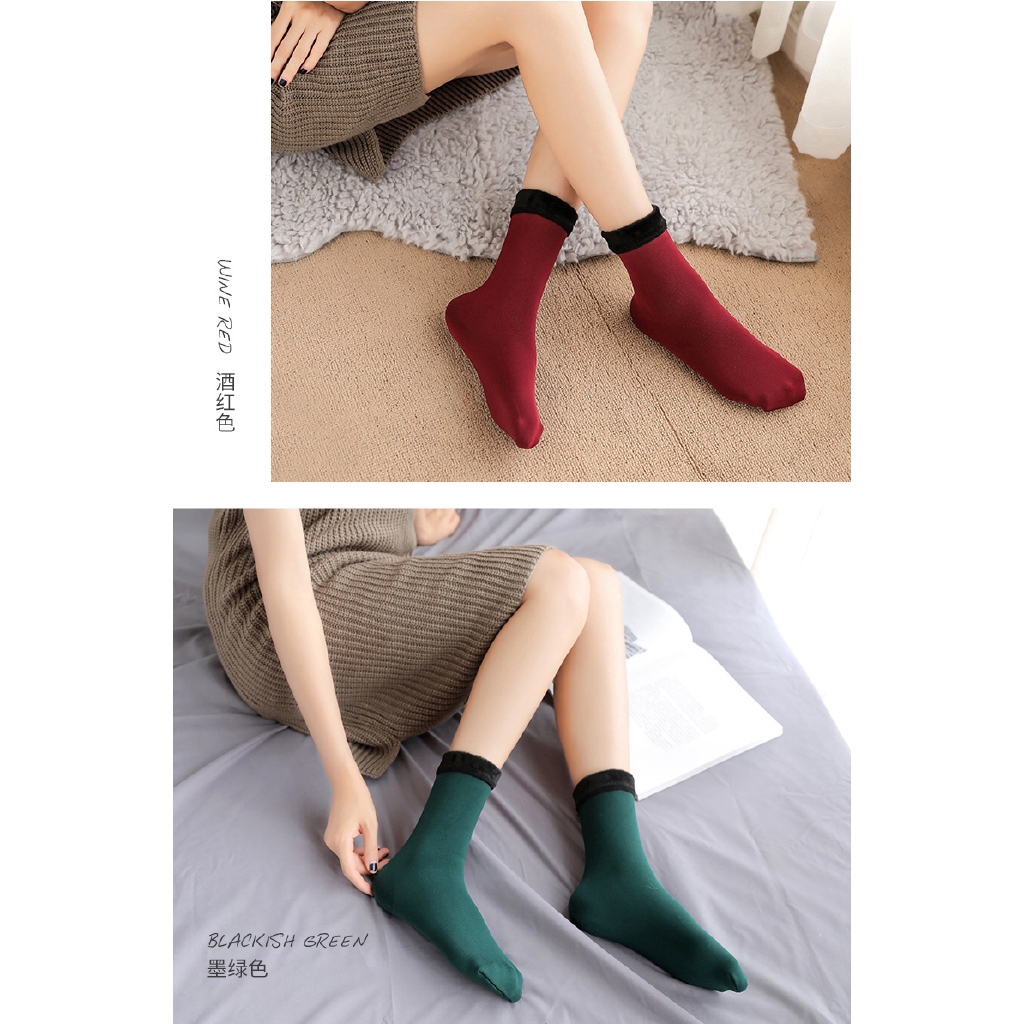 Đôi tất chân giữ ấm mùa đông màu trơn thời trang cho nữ