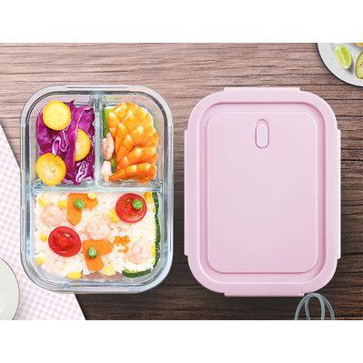 Bộ hộp cơm, đựng đồ ăn văn phòng bằng thủy tinh hình chữ nhật cao cấp, chịu nhiệt (Dùng được lò vi sóng) 1000ml | BigBuy360 - bigbuy360.vn