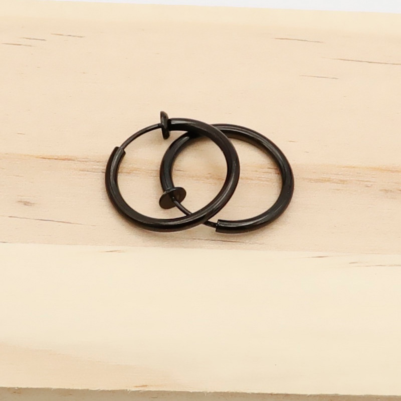 Khuyên Tai Nam Tròn Dạng Kẹp Unisex Sang Chảnh Cá tính Cute Ngầu KC Lucifer Store màu bạc đen Hoa Tai Titan Kẹp KC
