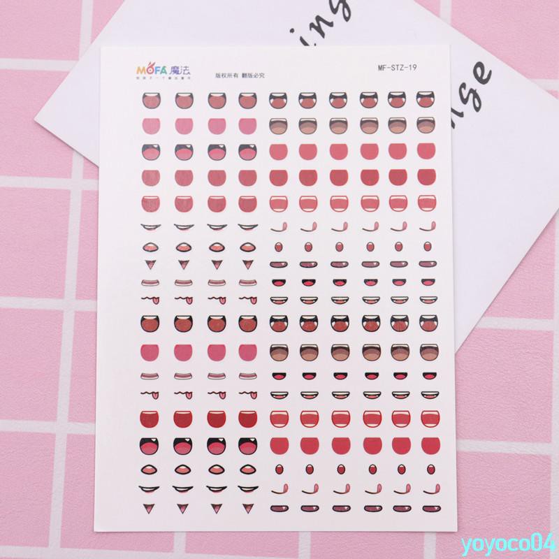 Sticker mắt miệng dán mặt búp bê trang trí dễ thương