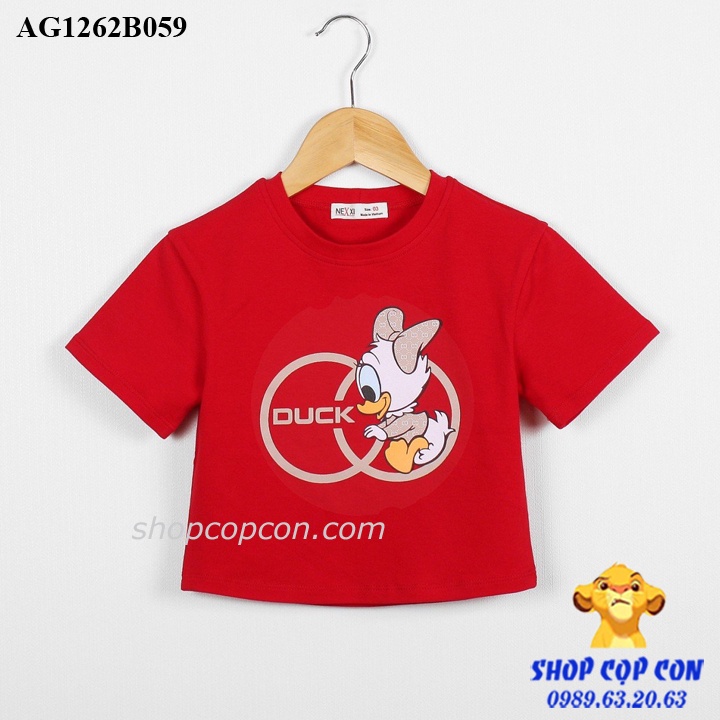 Áo thun croptop hình vịt cho bé gái từ 30kg đến 46kg