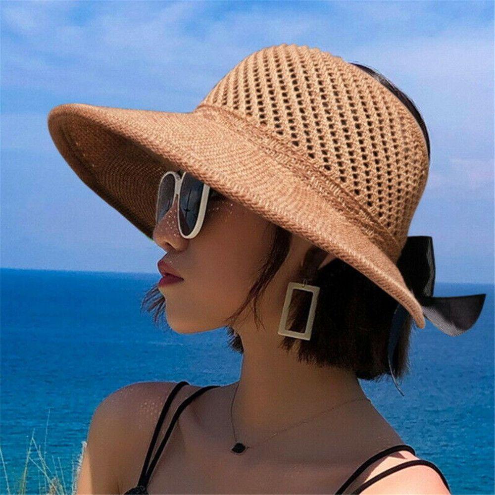 CACTU Mũ Rộng Vành Phối Nơ Thời Trang Biển Cho Nữ