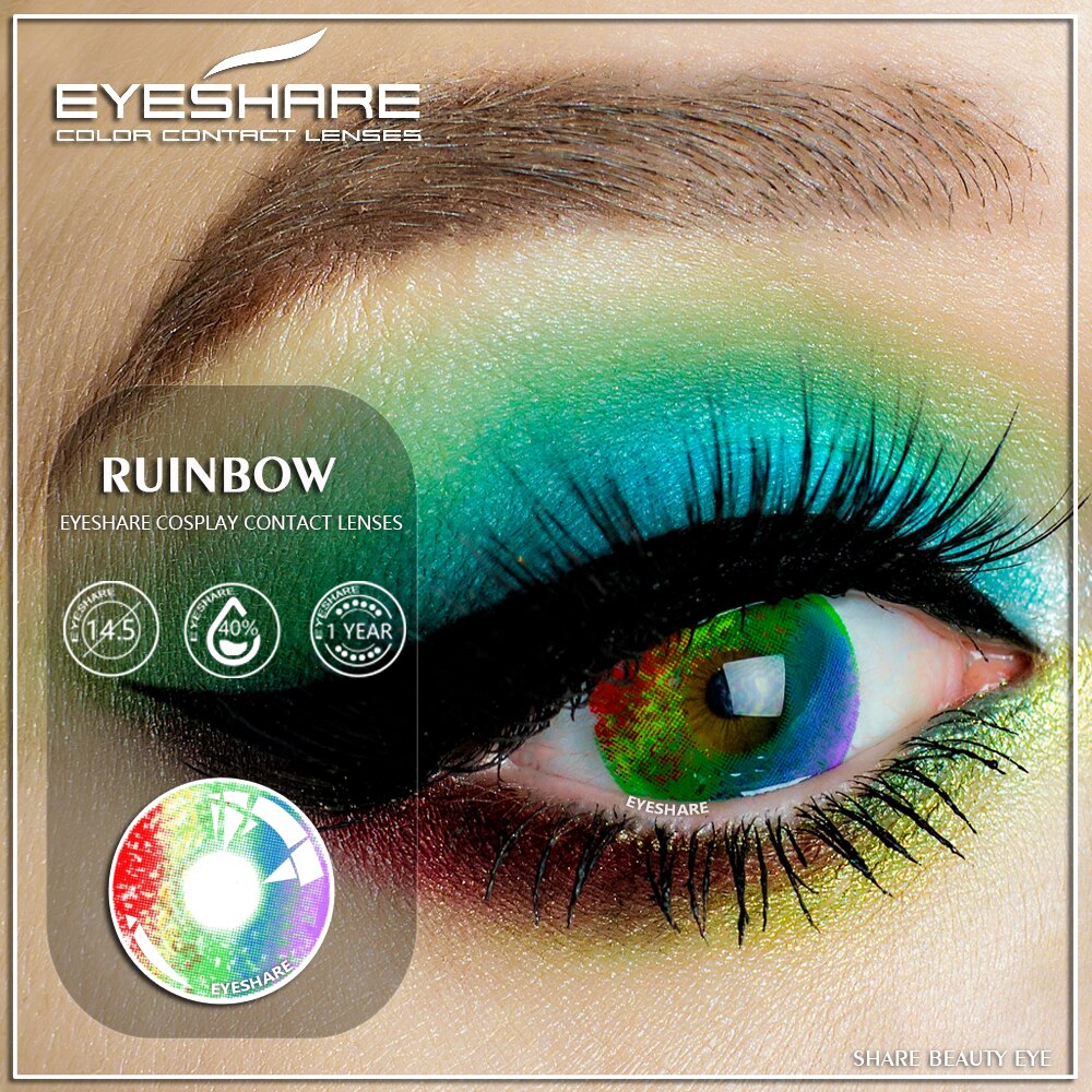 EYESHARE Cặp Kính Áp Tròng Màu Cầu Vồng Dùng Hóa Trang Halloween