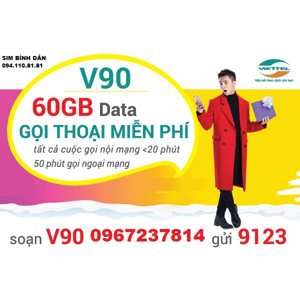 [V90-V120Z] SIM VIETTEL 4G V90 SẴN THÁNG ĐẦU RẺ NHẤT BẮC NINH