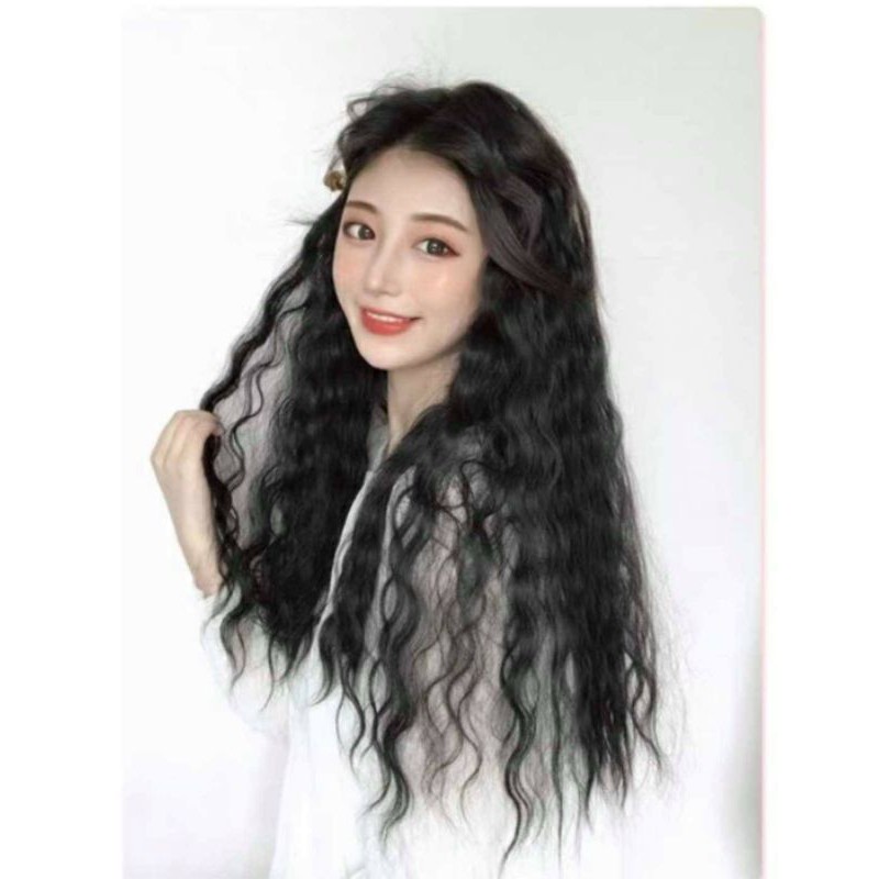 Tóc giả kẹp dải 6 phím xù mì