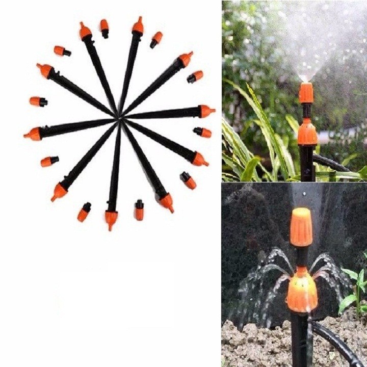Bộ 10 Que cắm tưới 8 tia Phun sương, Que cắm nhỏ giọt 8 tia, Béc 8 tia kết hợp Phun sương