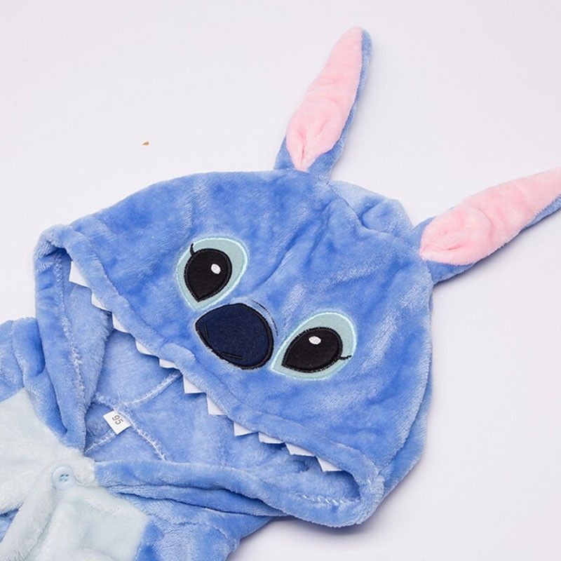Bộ đồ stitch xanh của người lớn và trẻ em, bộ đồ thú stich