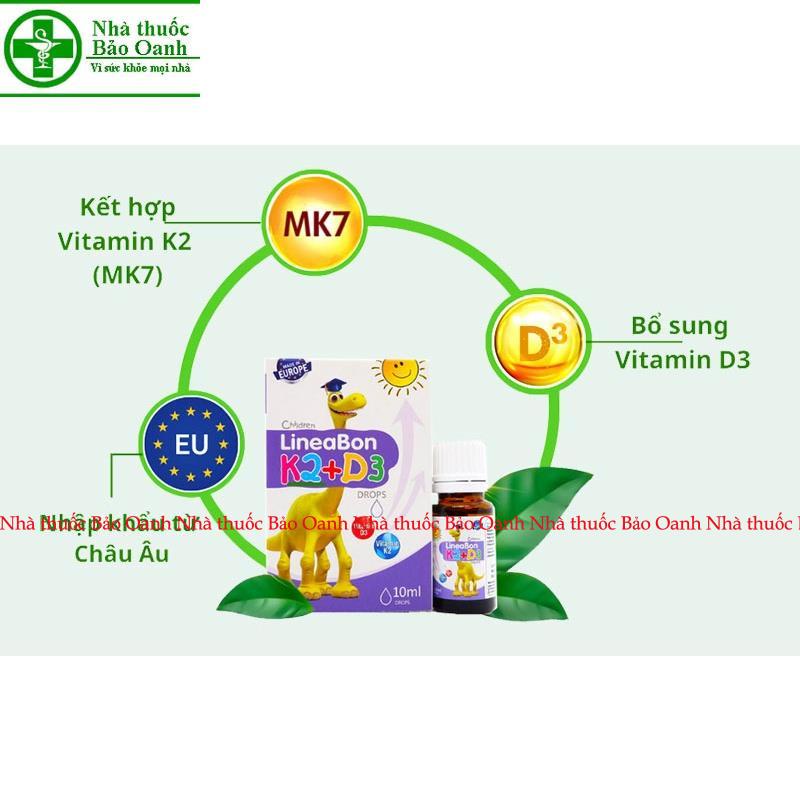 Lineabon bổ sung K2 và vitamin D3 - Có tem tích điểm đổi quà, giúp hấp thụ canxi, giảm còi xương, tăng chiều cao