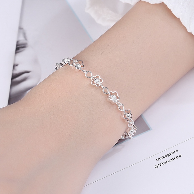 🌺Vòng Tay Bạc 925 Mặt Hoa Trái Tim Thời Trang Cho Nữ