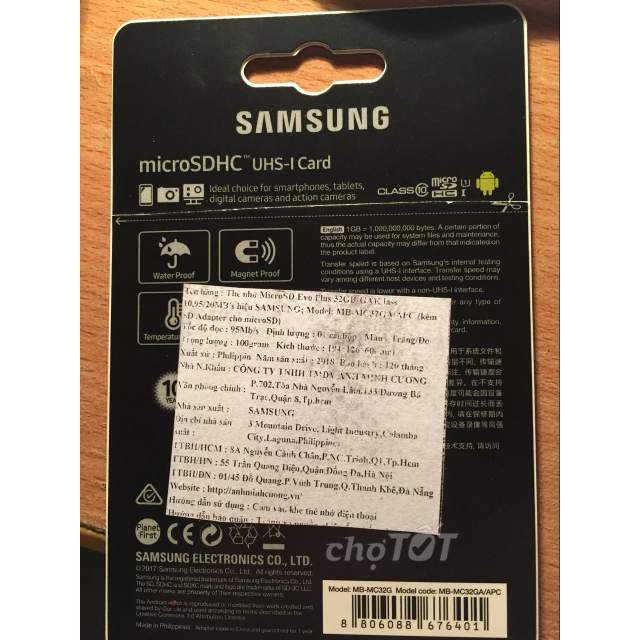 Thẻ nhớ 32G MicroSDHC Samsung EVO Plus-PHÂN PHỐI CHÍNH THỨC (TẶNG ĐẦU ĐỌC THẺ NHỚ)
