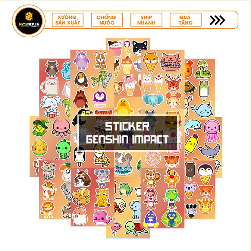 Bộ Hình Dán Genshin Impact Dán Nón Bảo Hiểm , Dán Xe Máy , Laptop Chất Liệu PVC Chống Thấm Nước