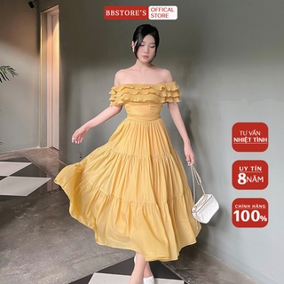  BBSTORE'S Đầm Voan Trễ Vai Bèo Tầng Đi Biển Cực Xinh  -D1173
