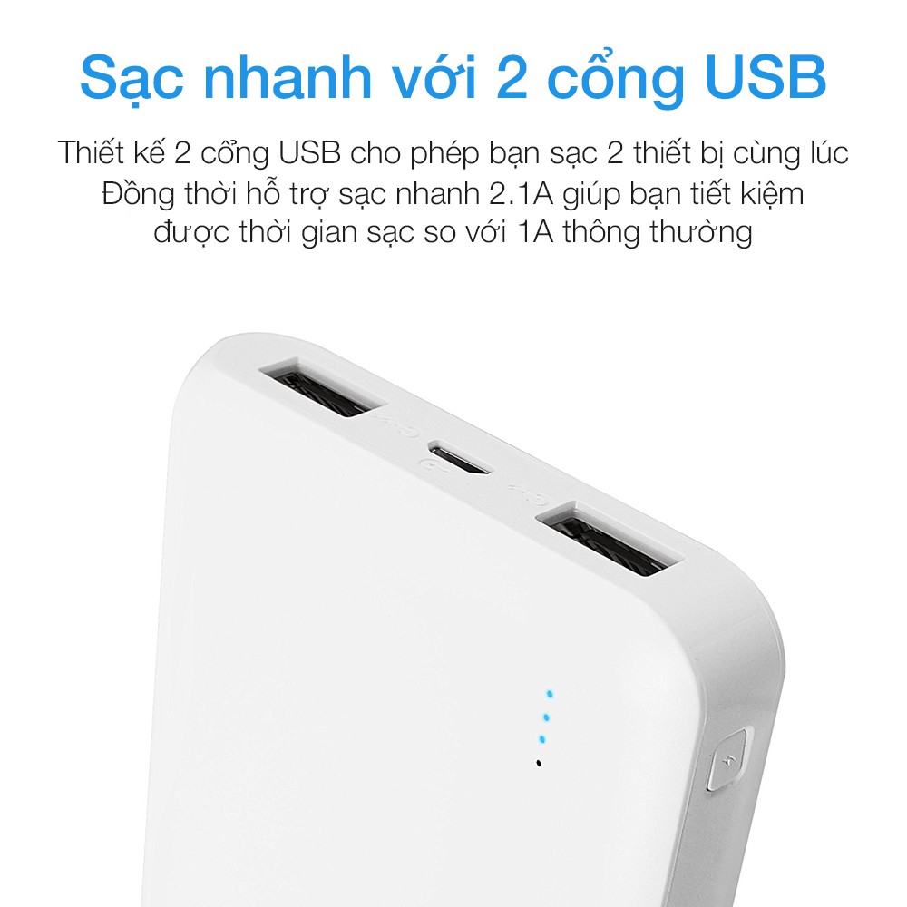 Pin sạc dự phòng Silicon Power S100 10.000mAh hỗ trợ sạc nhanh 2.1A (Đen) - Hãng phân phối chính thức