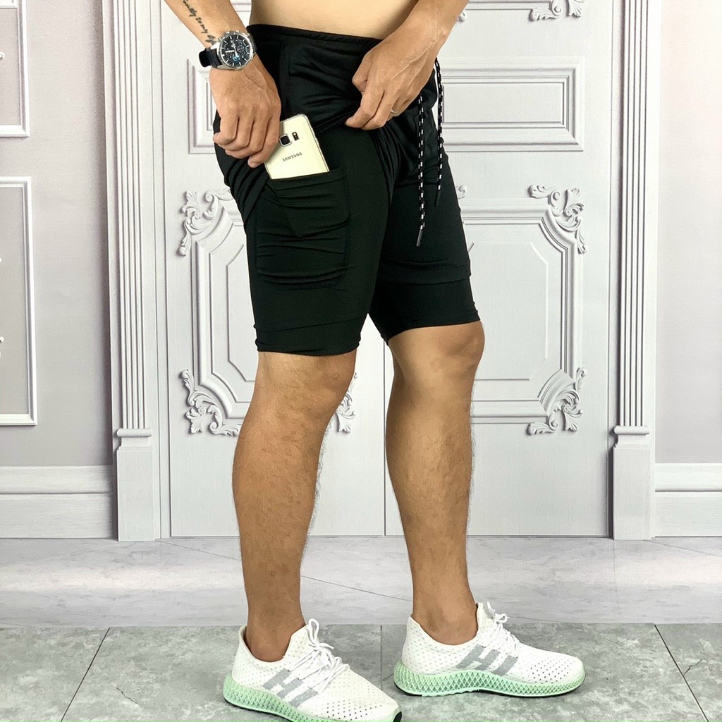 Quần short tập gym 2 lớp