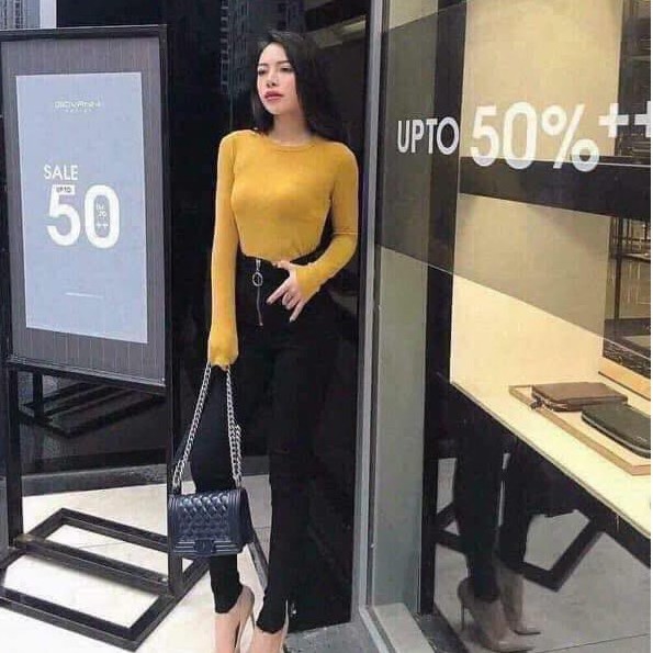 Áo Thun Body Dài Tay Korea Nữ ♥ Phông dáng ôm trơn màu Đen | Trắng | Vàng | Nâu ulzzang sexy SIÊU HOT ♥ 💝