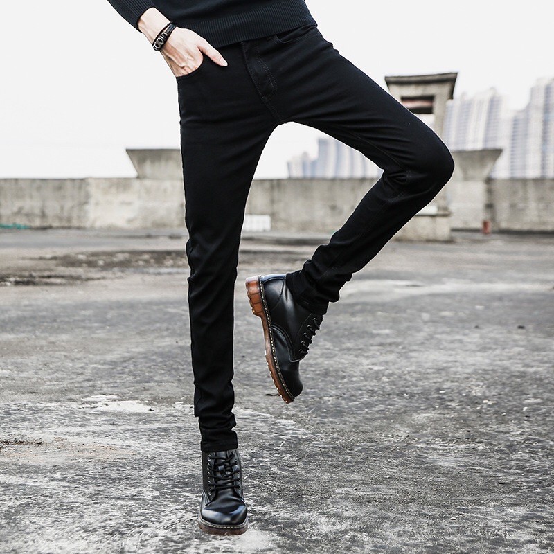 Quần jean nam đen Gấu 194 trơn & rách vải jeans bò cotton duck cao cấp mềm mịn, co dãn - form slim fit [có Bigsize] | BigBuy360 - bigbuy360.vn