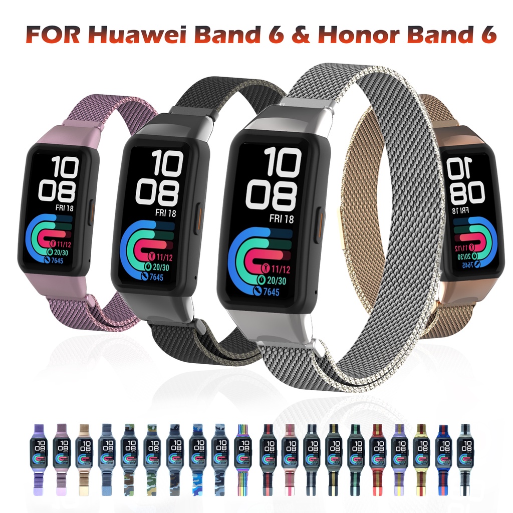 Dây Đeo Thay Thế Chất Liệu Thép Không Gỉ Thiết Kế Nhiều Lỗ Cho Huawei Band 7 / 6 Honor Band 6