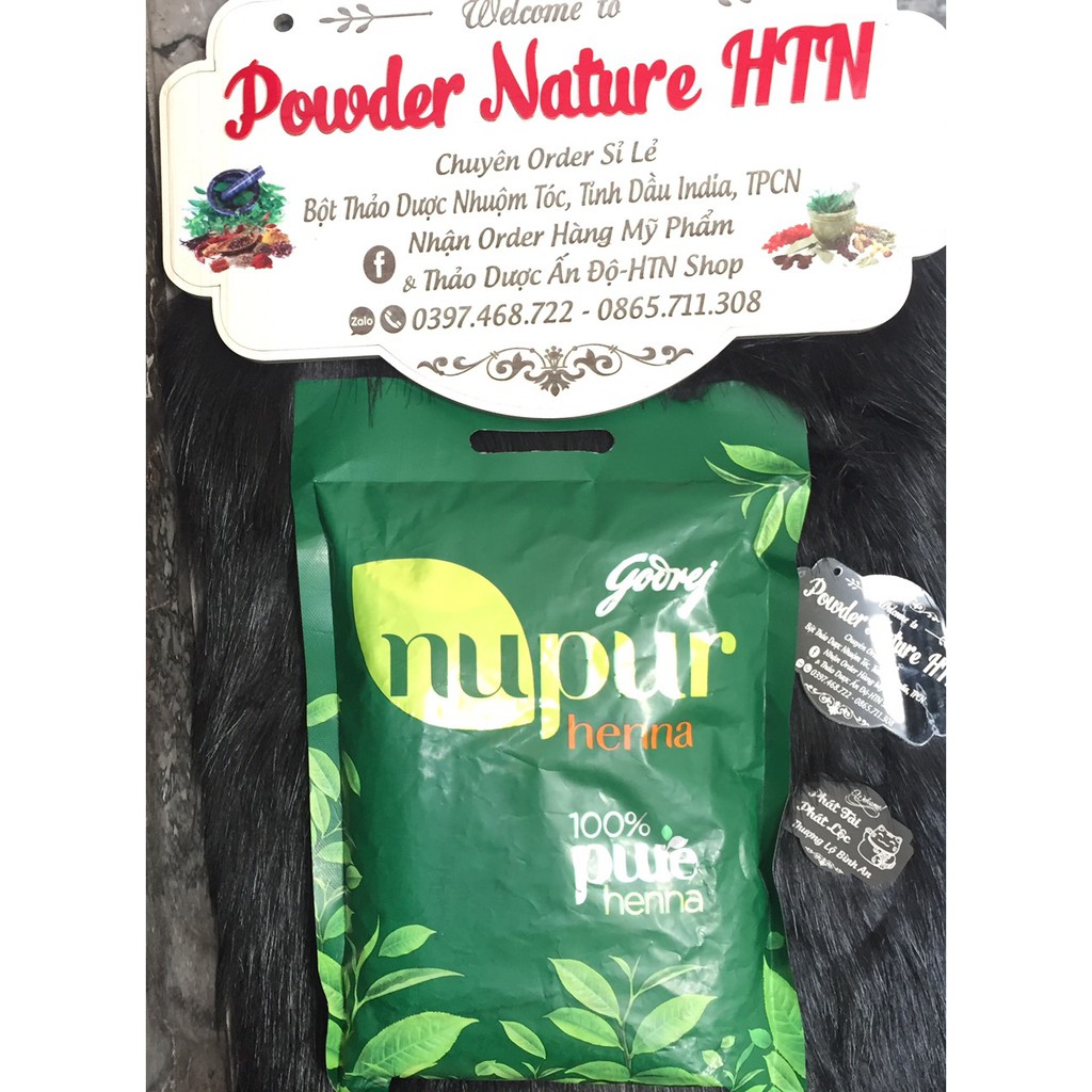 Bột lá nhuộm tóc henna nguyên chất 400g- Chuyên nhuộm phủ bạc - Nupur henna pure 400g