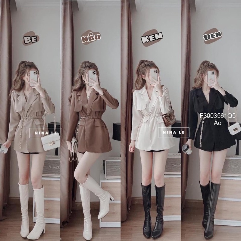 Áo khoác cổ vest phối xích
