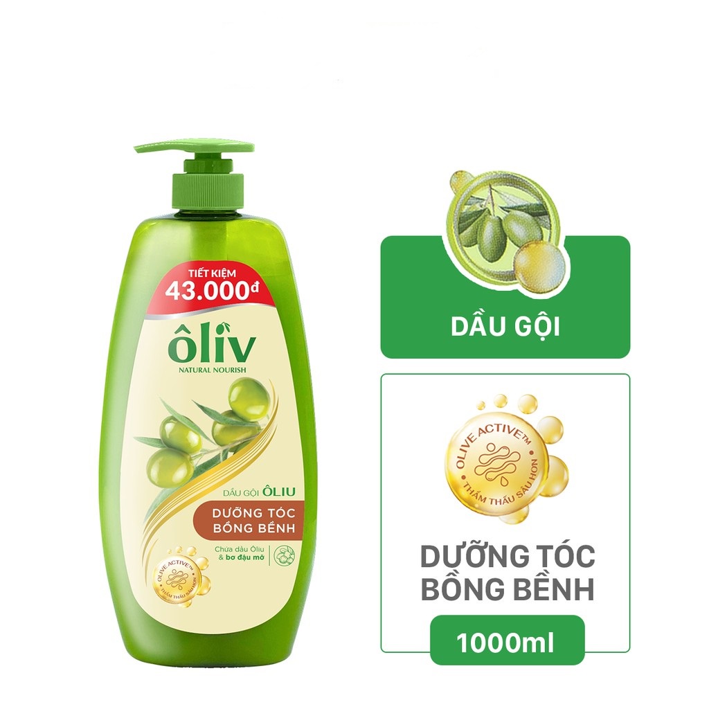 Dầu gội, dầu xả ôliu Oliv dưỡng tóc chắc khoẻ, bồng bềnh 650ml