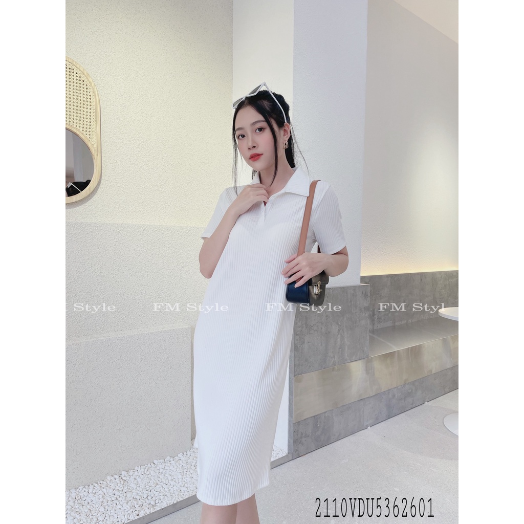 Váy nữ FM Style suông tăm cổ bẻ  chất đẹp  cá tính, năng động 211026011