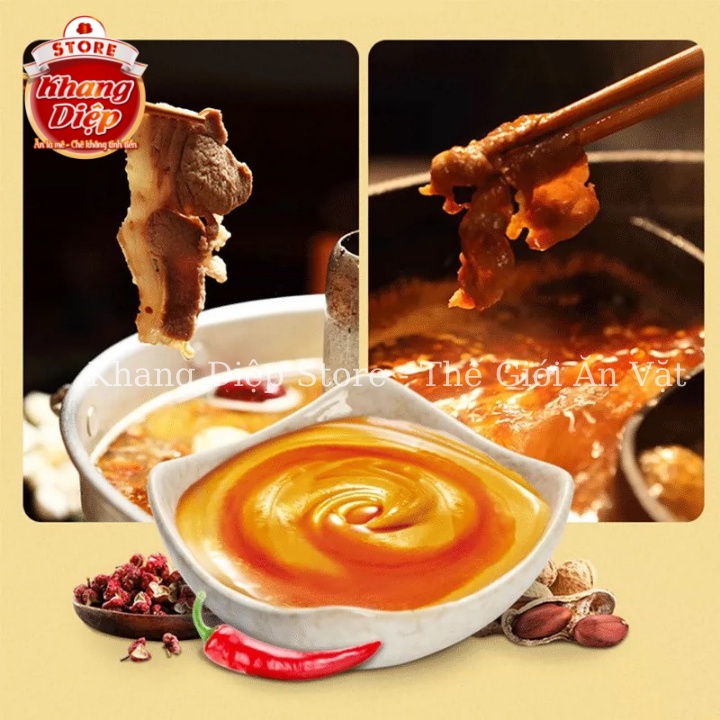 Sốt chấm lẩu đậu phộng Hadilao 3 vị 120g truyền thống cay tê cay nước chấm Khang Diệp