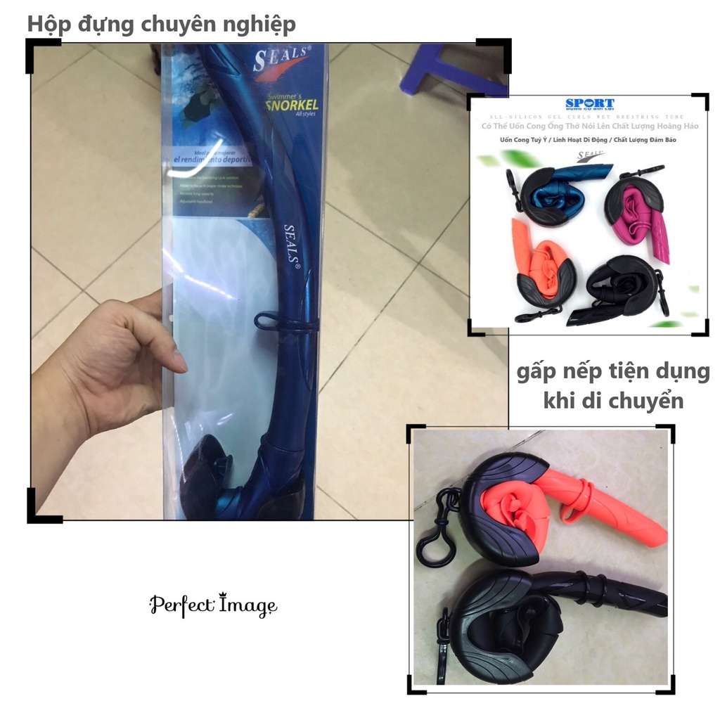Ống Thở Lặn Biển SEALS Silicon Cao Cấp, Ống Lặn Biển Không Chứa Chất Độc Hại, Mềm Mại, Không Biến Dạng, Shop-Dungcuboil