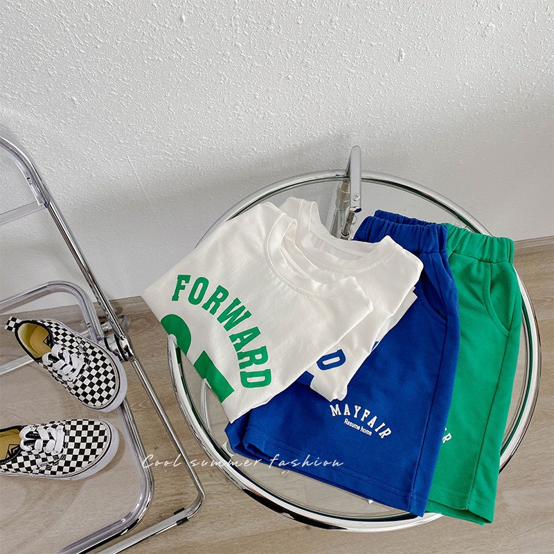 Bộ thun cho bé trai số 07 kiểu dáng thể thao, bộ cộc tay bé trai chất cotton co giãn thoáng mát BTT07