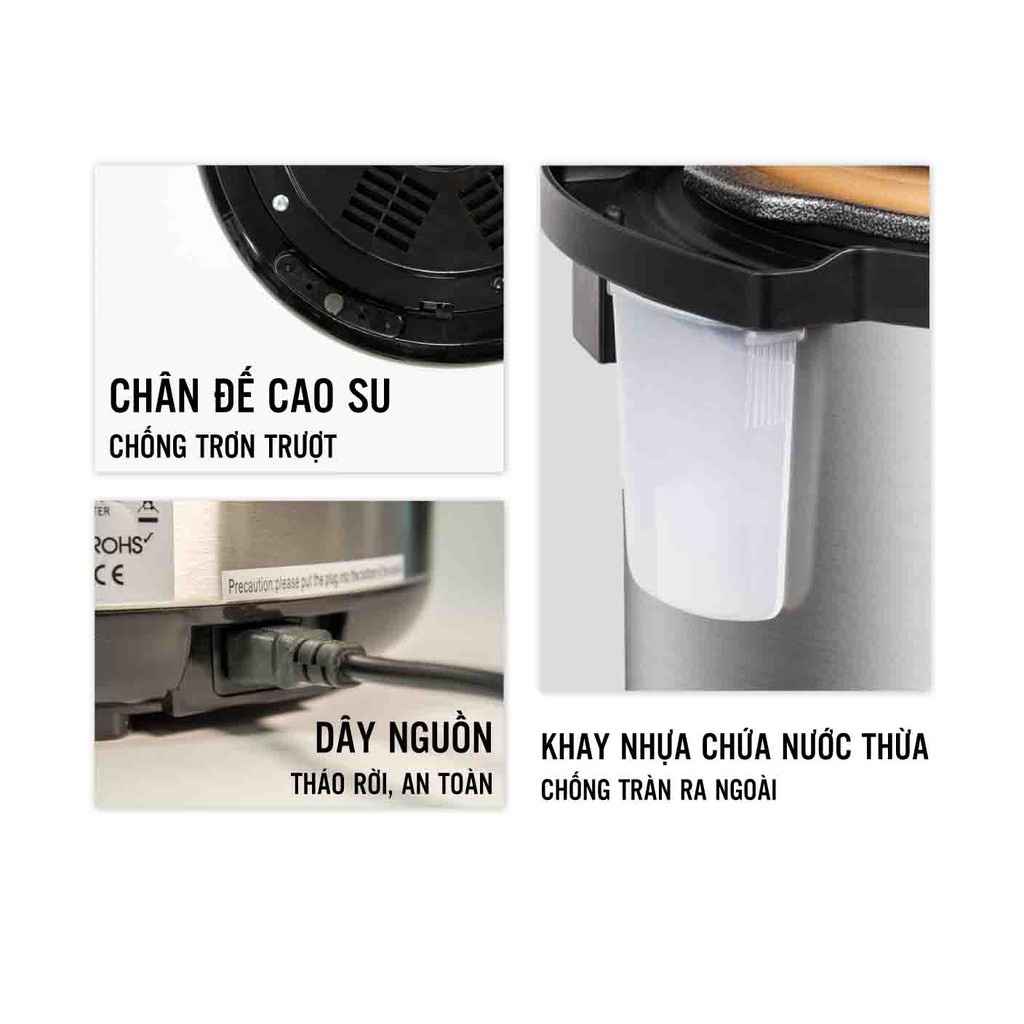 Nồi áp suất điện Masuto 6L van xả đôi tự động điều khiển cảm ứng 1 chạm phiên bản nâng cấp 2022 TẶNG CHẢO VÂN ĐÁ