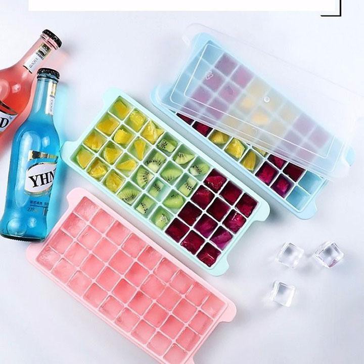 KHAY ĐÁ 24 VIÊN VÀ 36 VIÊN SILICON CÓ NẮP ĐẬY CHỐNG TRÀN TIỆN LỢI CAO CẤP
